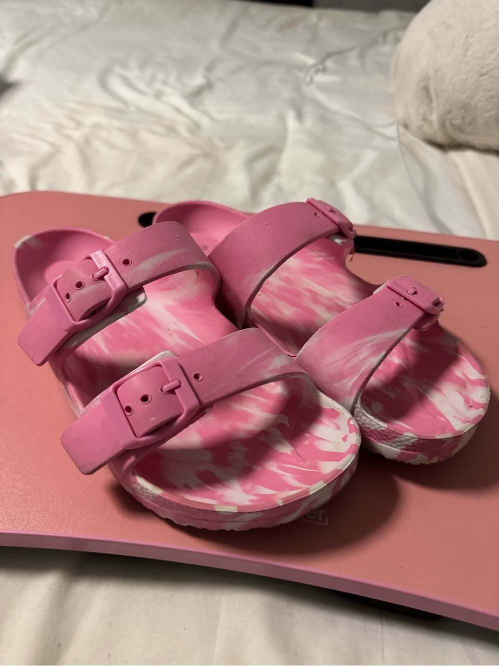 Women’s Pink Double-Buckle Slide Sandals
